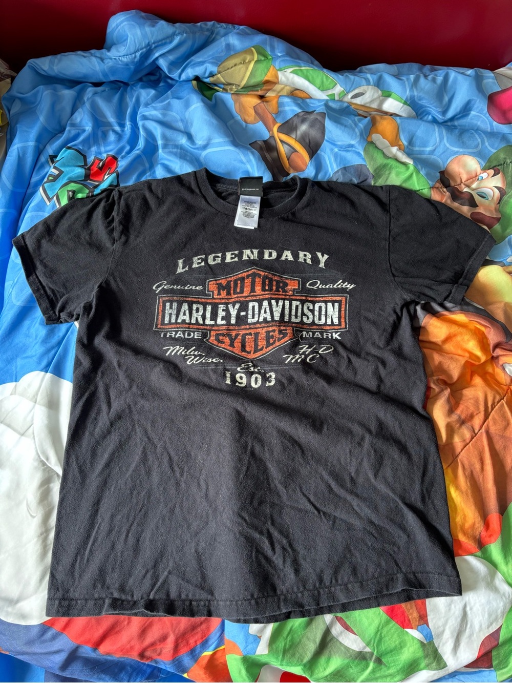Harley-Davidson Black Tee with Orange and White Logo
